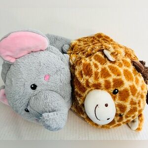 Hug Me Reversible Plush Elephant and Giraffe Plush